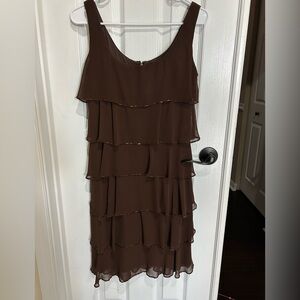 Vintage Patra Brown Layered Beaded Dress Size 4